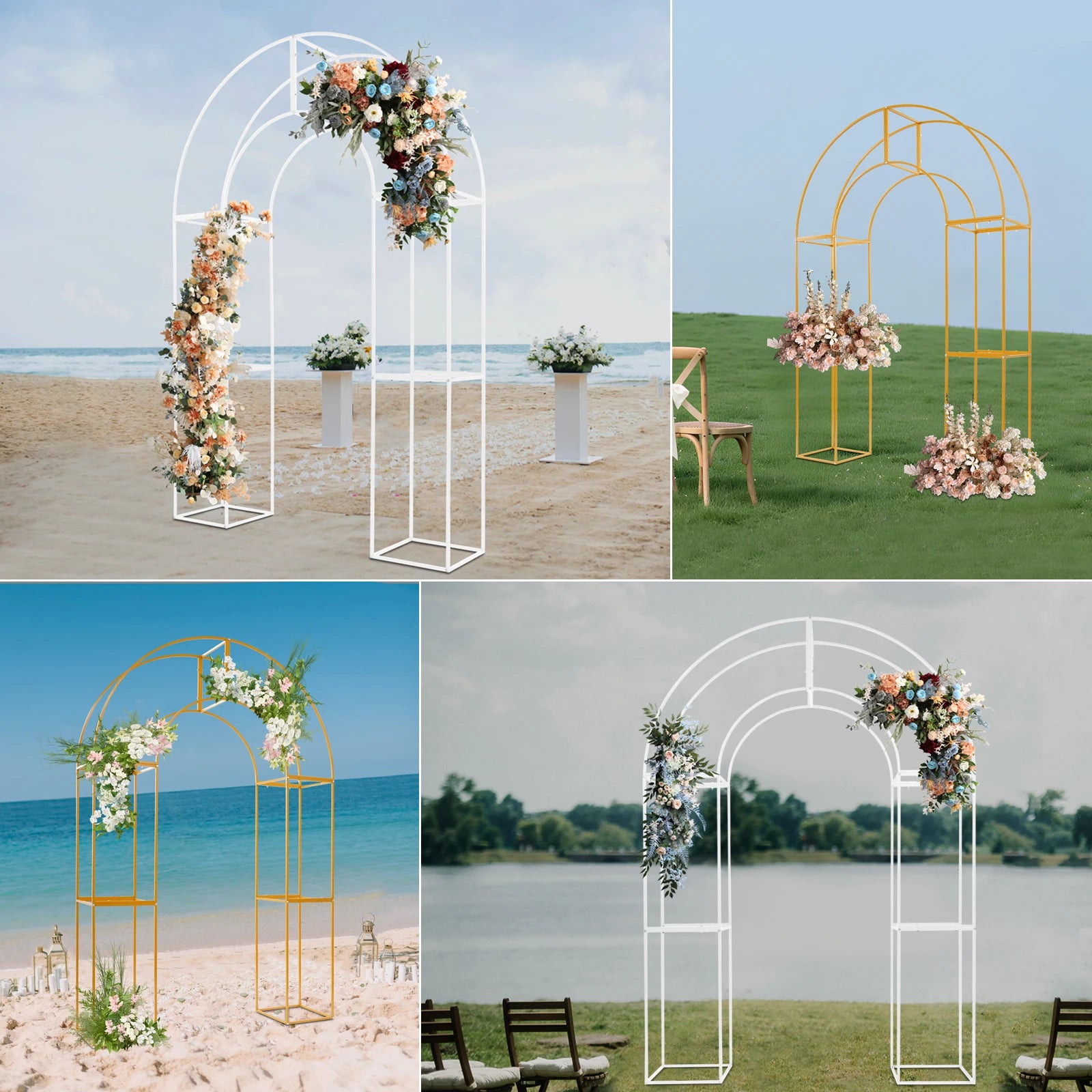 Three-dimensional Arch Wedding Stand, 1.5*2.3m Backdrop Flowers Frame, Free Standing Wedding Party Arch For Weddings, Parties