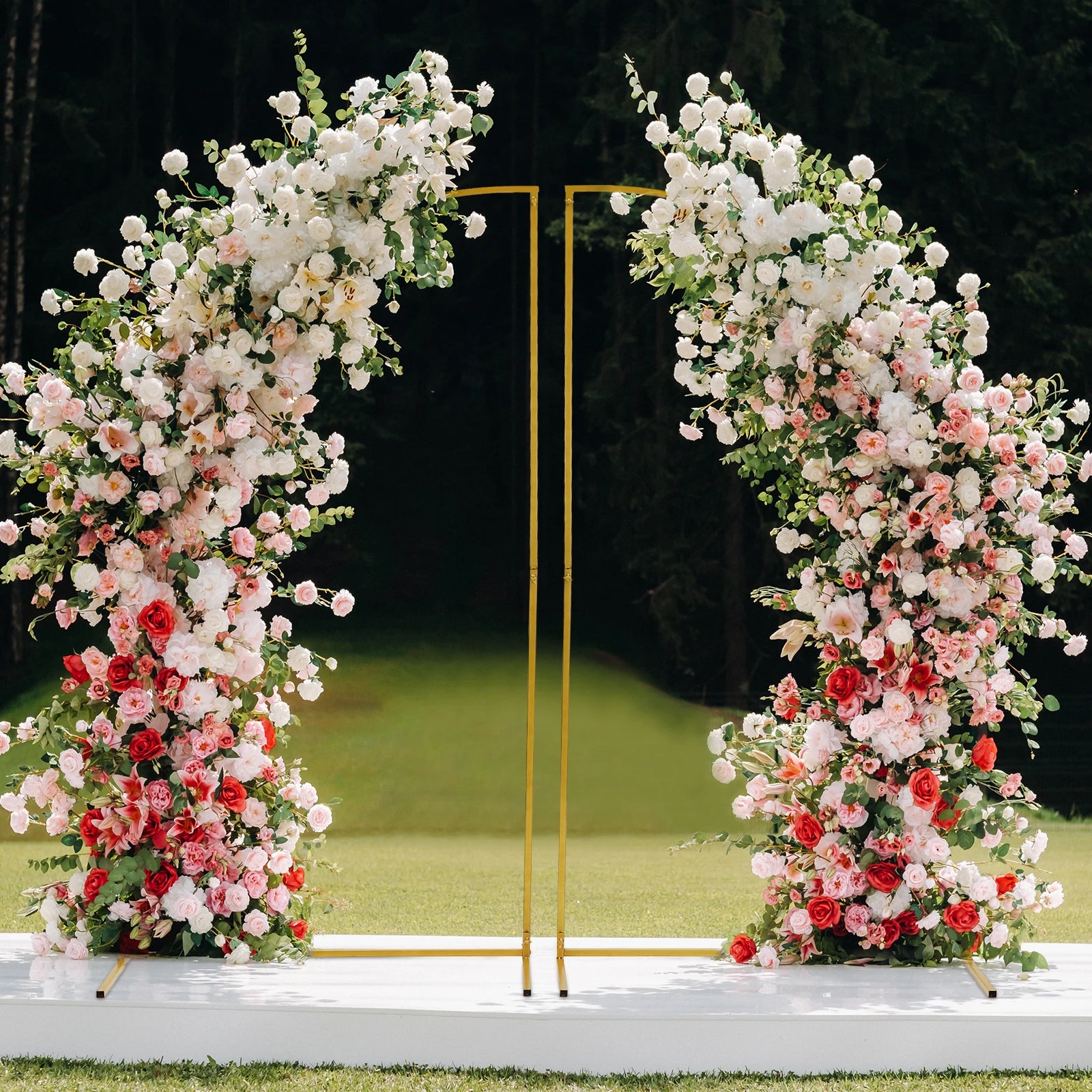 Set of 2 Wedding Arch Stand Backdrop,  Arched Frame for Wedding Ceremony Birthday Party Photo Booth Metal Arch Backdrop Stand,