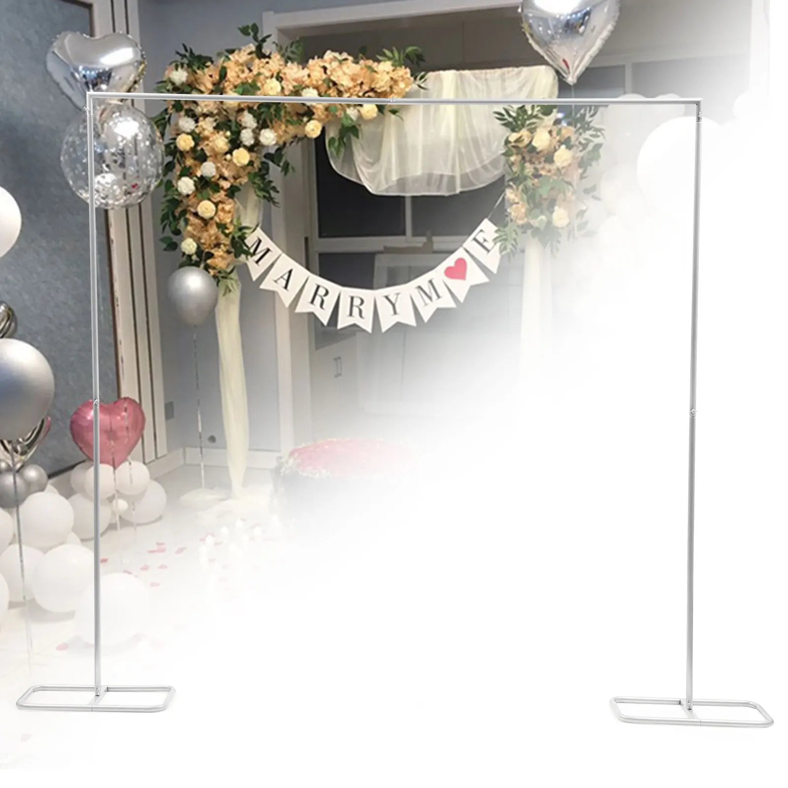 200*210cm Wedding Flower Stand, Metal Wedding Flower Stand, Backdrop Stand for Parties and Events