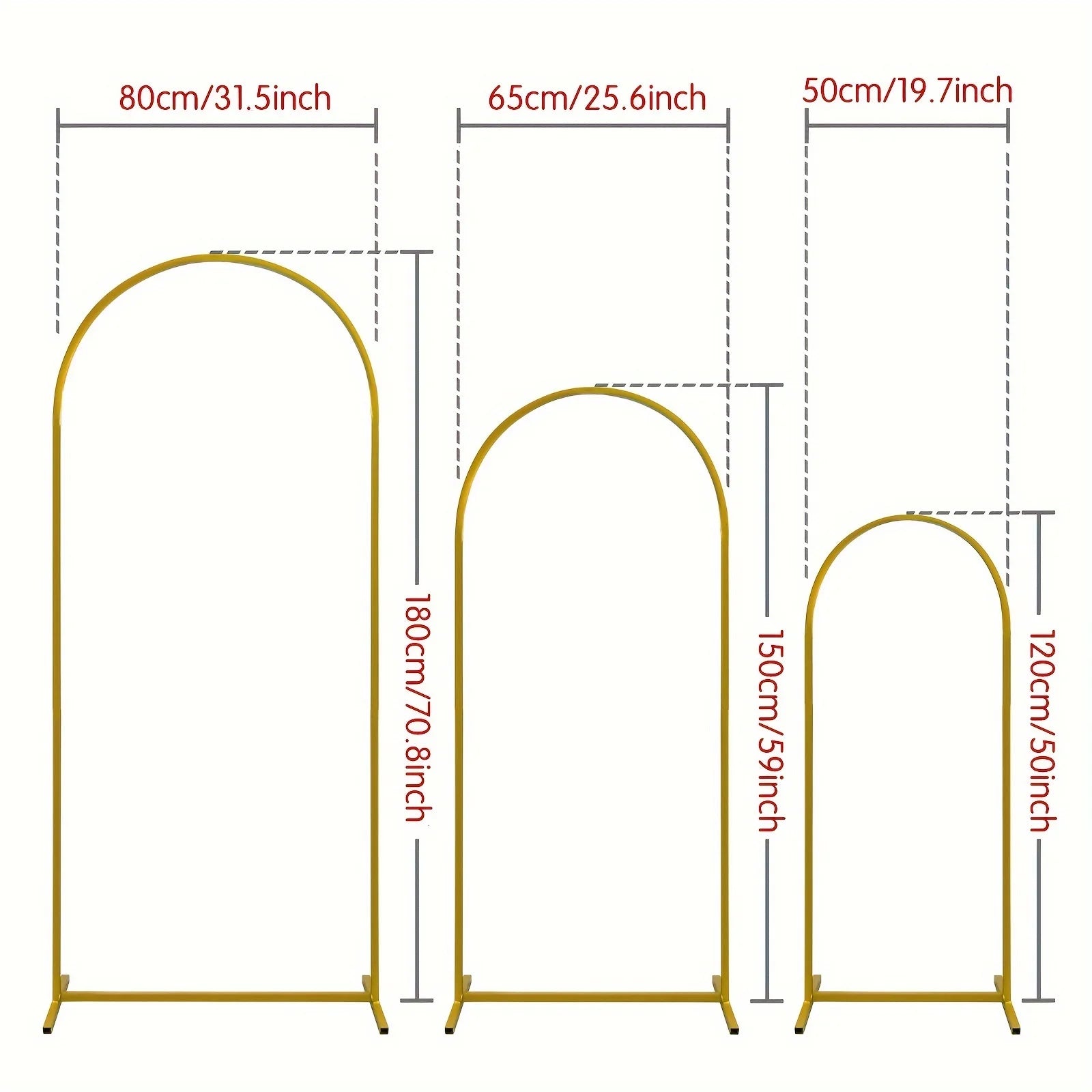 Wedding Arch Backdrop Stand Set of 3 Gold Metal Arch Backdrop Stand for Wedding Ceremony Baby Shower Birthday