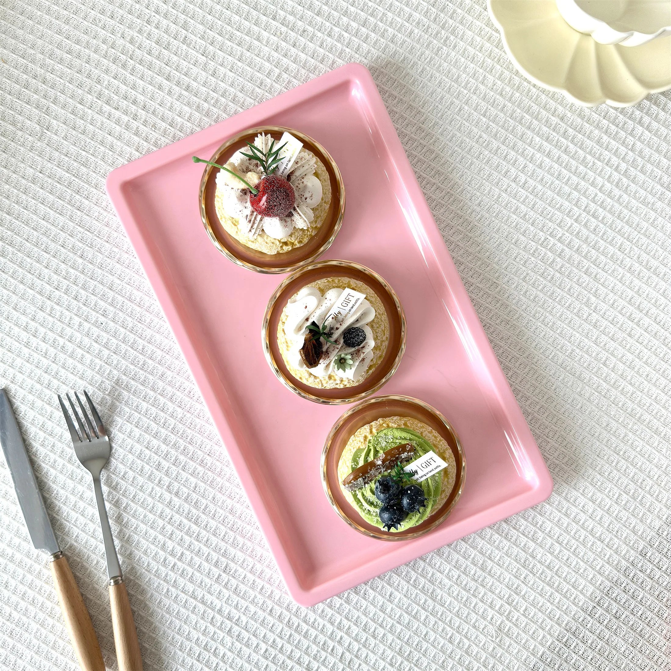 1Pc Rectangle Decorative Plastic Cupcake Stands Display For Wedding Birthday Decorations Pink Party Christmas Decoration