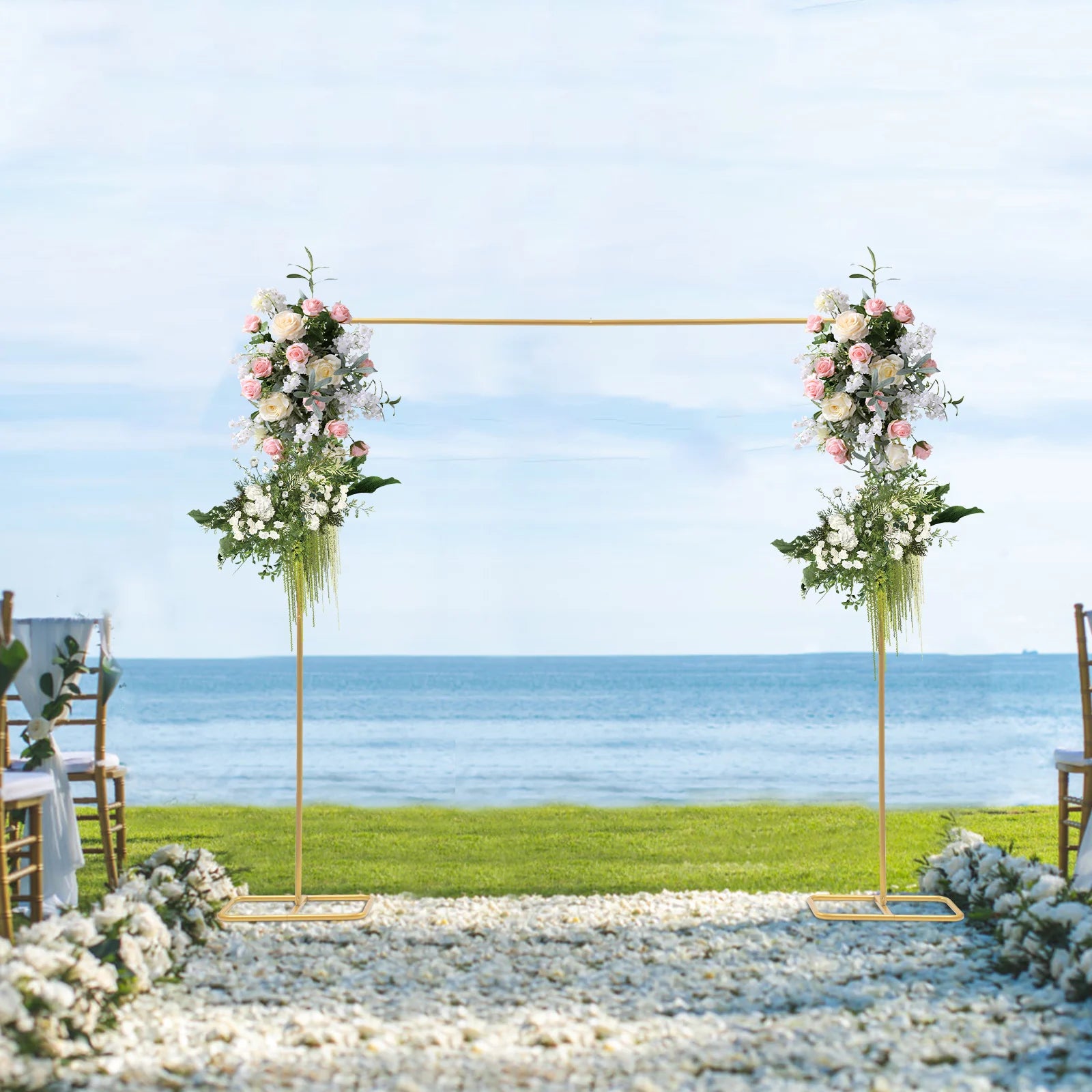 200*210cm Wedding Flower Stand, Metal Wedding Flower Stand, Backdrop Stand for Parties and Events