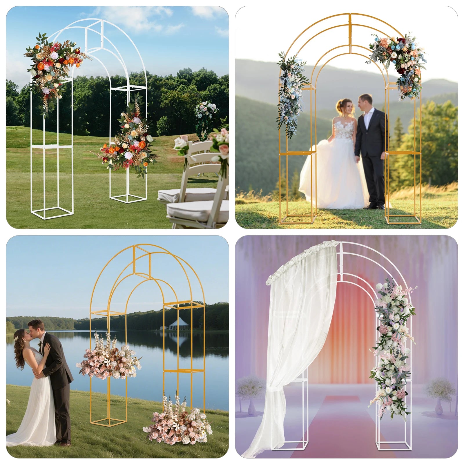 Three-dimensional Arch Wedding Stand, 1.5*2.3m Backdrop Flowers Frame, Free Standing Wedding Party Arch For Weddings, Parties