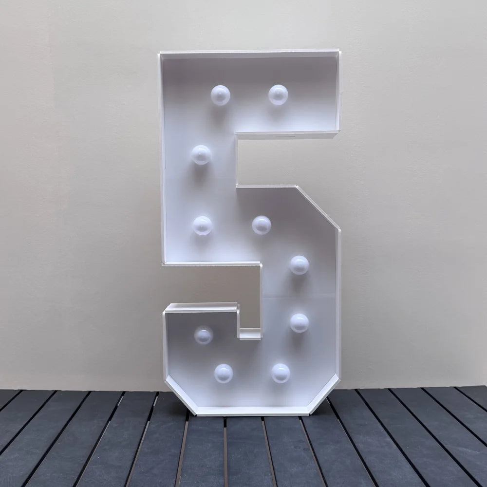 1Pc 73cm/28.7inch Light Up Digital Marquee Frame White Lights KT Board Number 0-9 Plug-in KT Board With Bracket Party Decorative