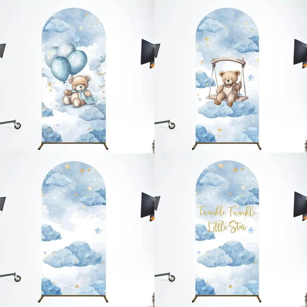VIKAMA Party Cartoon Arch Background Party Background Elastic Fabric Baby Birthday Party Wedding Photography Props