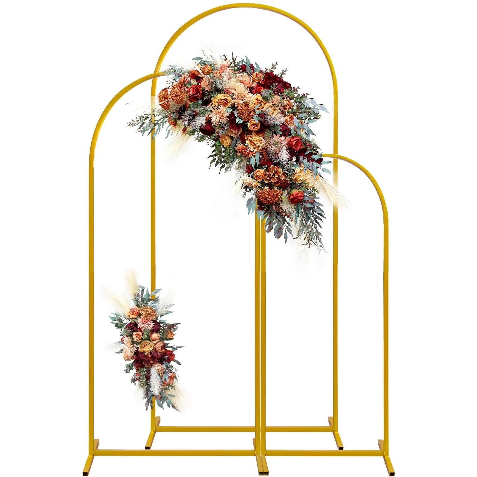 Wedding Arch Backdrop Stand Set of 3 Gold Metal Arch Backdrop Stand for Wedding Ceremony Baby Shower Birthday