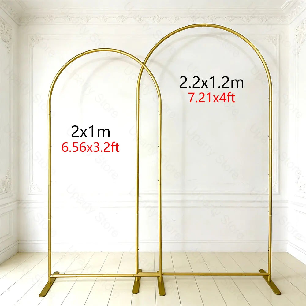 5.9/7.2FT Metal Arch Stand for Wedding Stable Gold Aluminum Alloy Chiara Arch Backdrop Frame for Birthday Baby Shower Party Deco