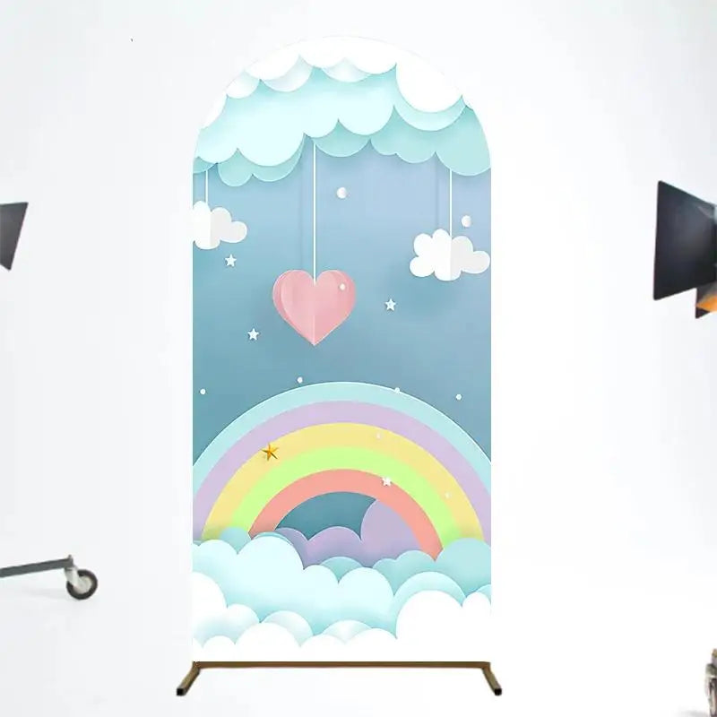 VIKAMA Party Cartoon Arch Background Party Background Elastic Fabric Baby Birthday Party Wedding Photography Props