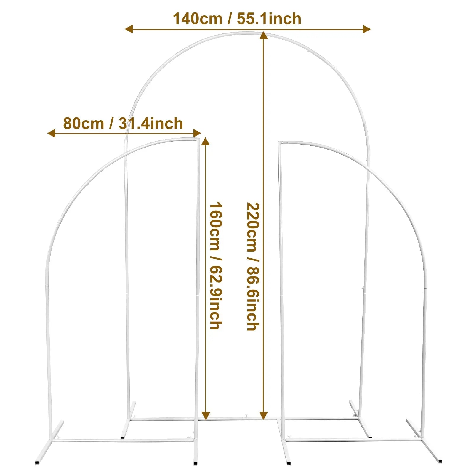 Wedding Arch Backdrop Stand Set of 3 Gold Metal Arch Backdrop Stand for Wedding Ceremony Baby Shower Birthday