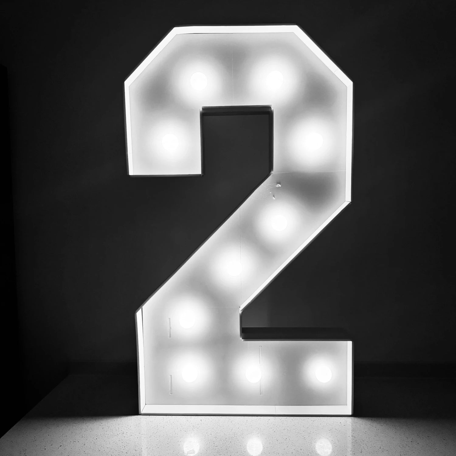 1Pc 73cm/28.7inch Light Up Digital Marquee Frame White Lights KT Board Number 0-9 Plug-in KT Board With Bracket Party Decorative