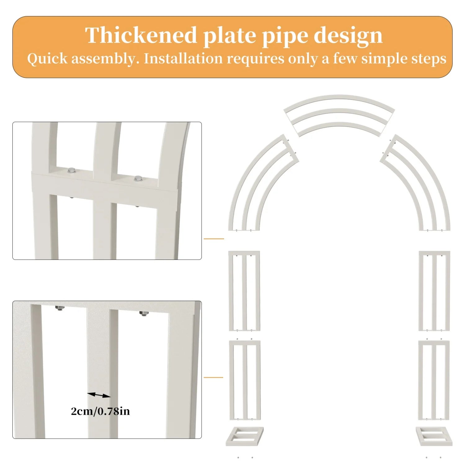260CM Tall White Wedding Arch Stand Metal Backdrop Garden Arch Frame Pergola Stand Pergola Venues Party Decoration
