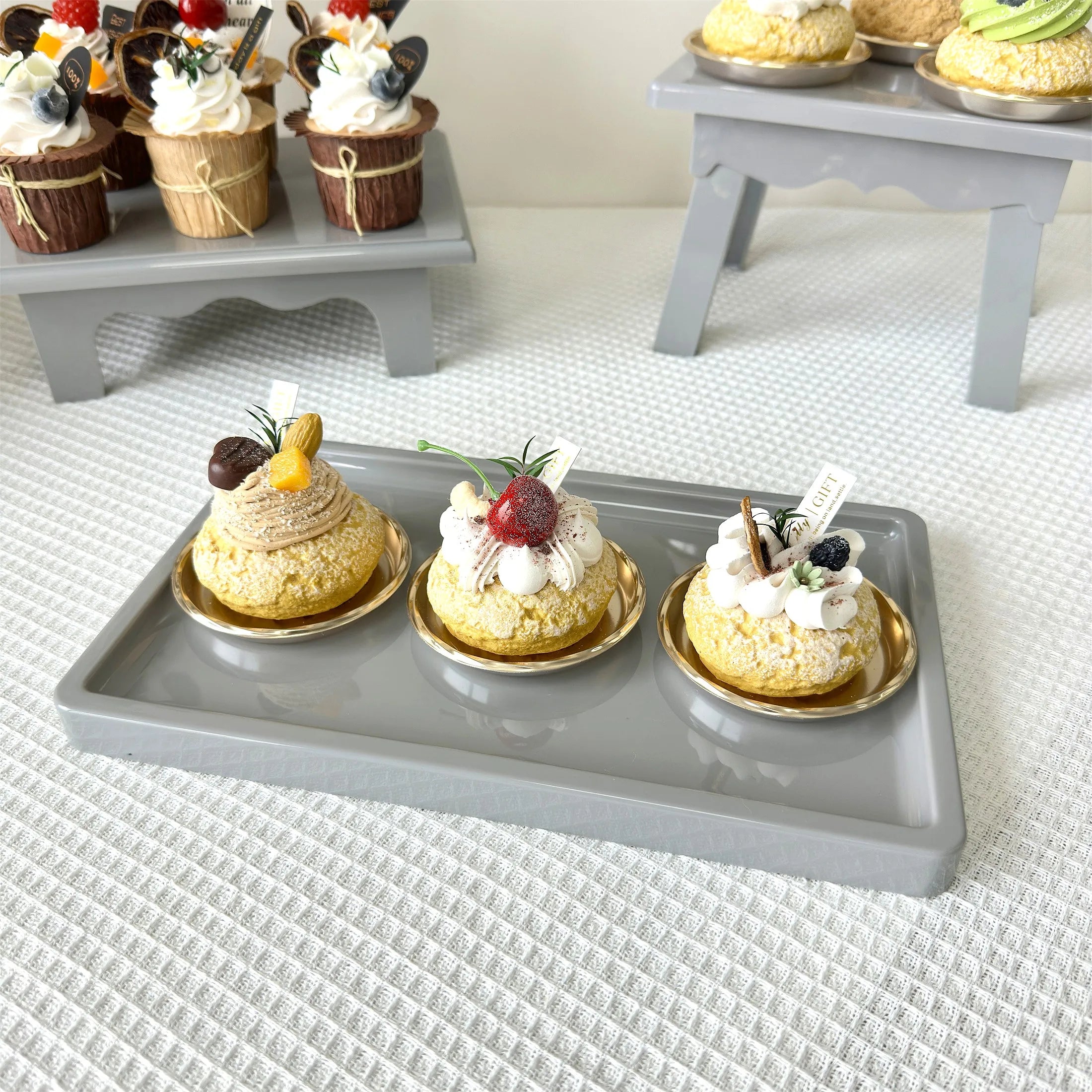 1Pc Rectangle Decorative Plastic Cupcake Stands Display For Wedding Birthday Decorations Pink Party Christmas Decoration