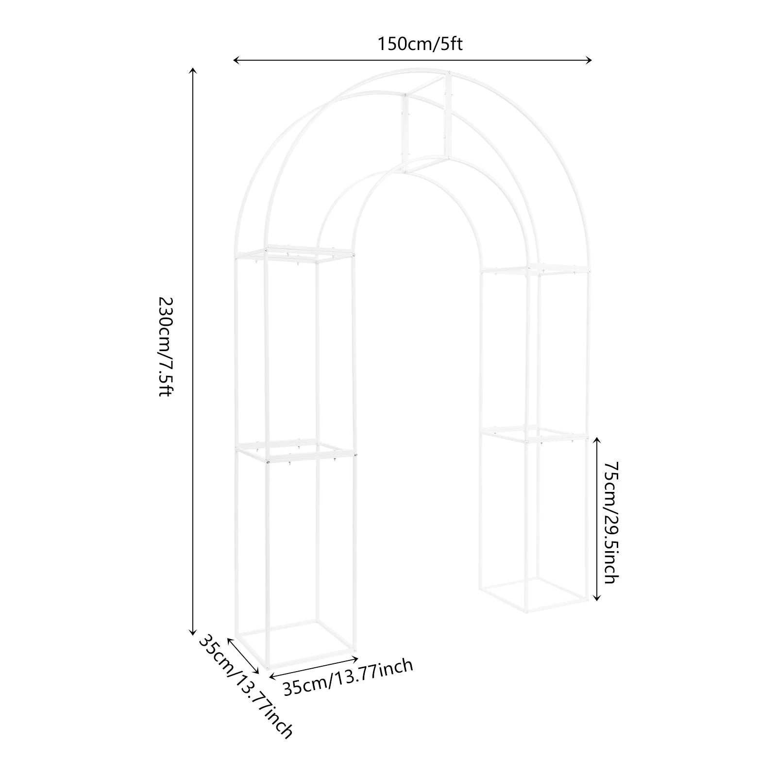 Three-dimensional Arch Wedding Stand, 1.5*2.3m Backdrop Flowers Frame, Free Standing Wedding Party Arch For Weddings, Parties
