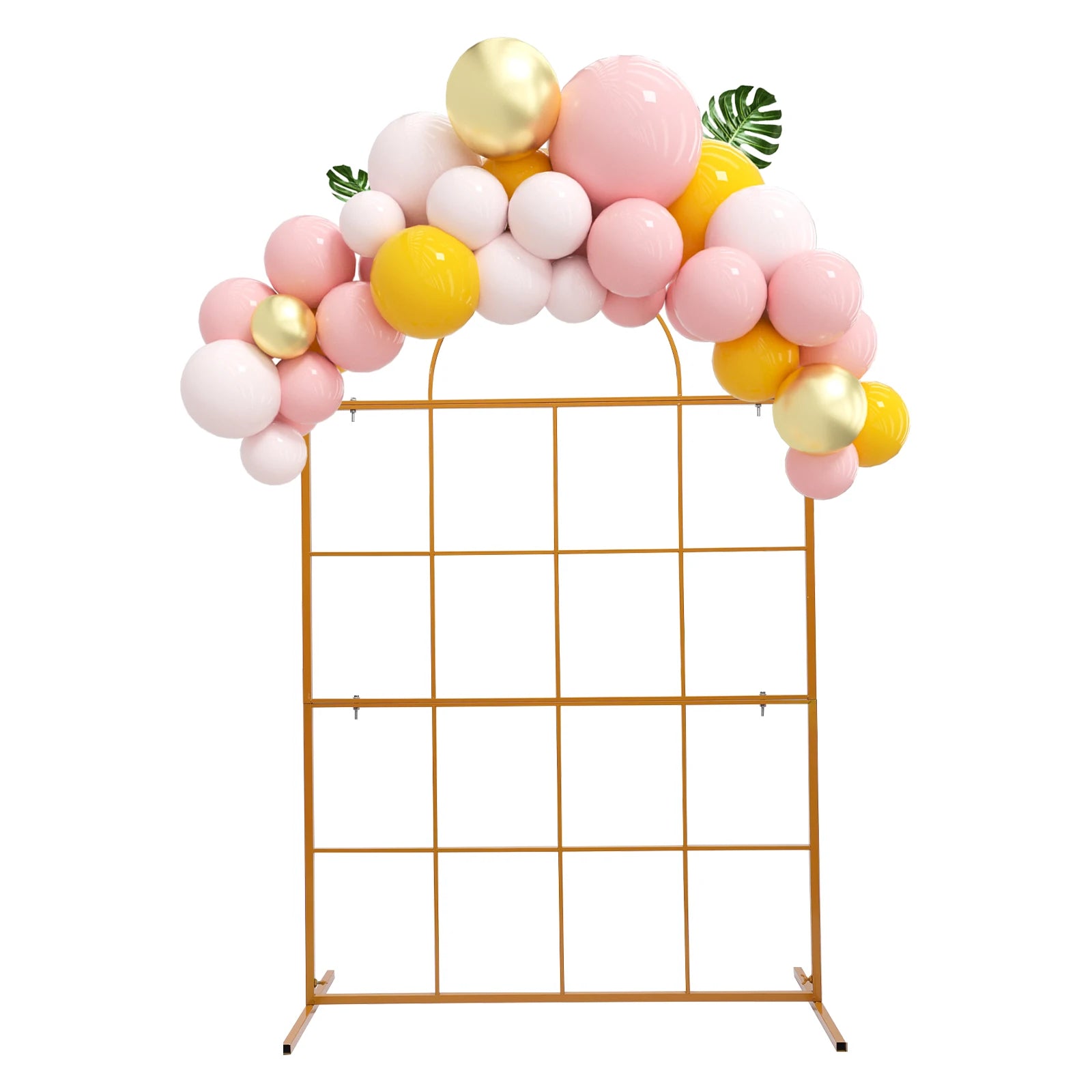 Metal Wedding Archway Backdrop Stand Galvanized Iron Free Standing Gold Durable Sturdy Easy Assemble Reusable