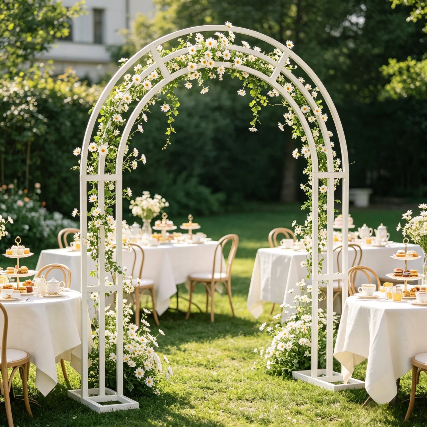 260CM Tall White Wedding Arch Stand Metal Backdrop Garden Arch Frame Pergola Stand Pergola Venues Party Decoration