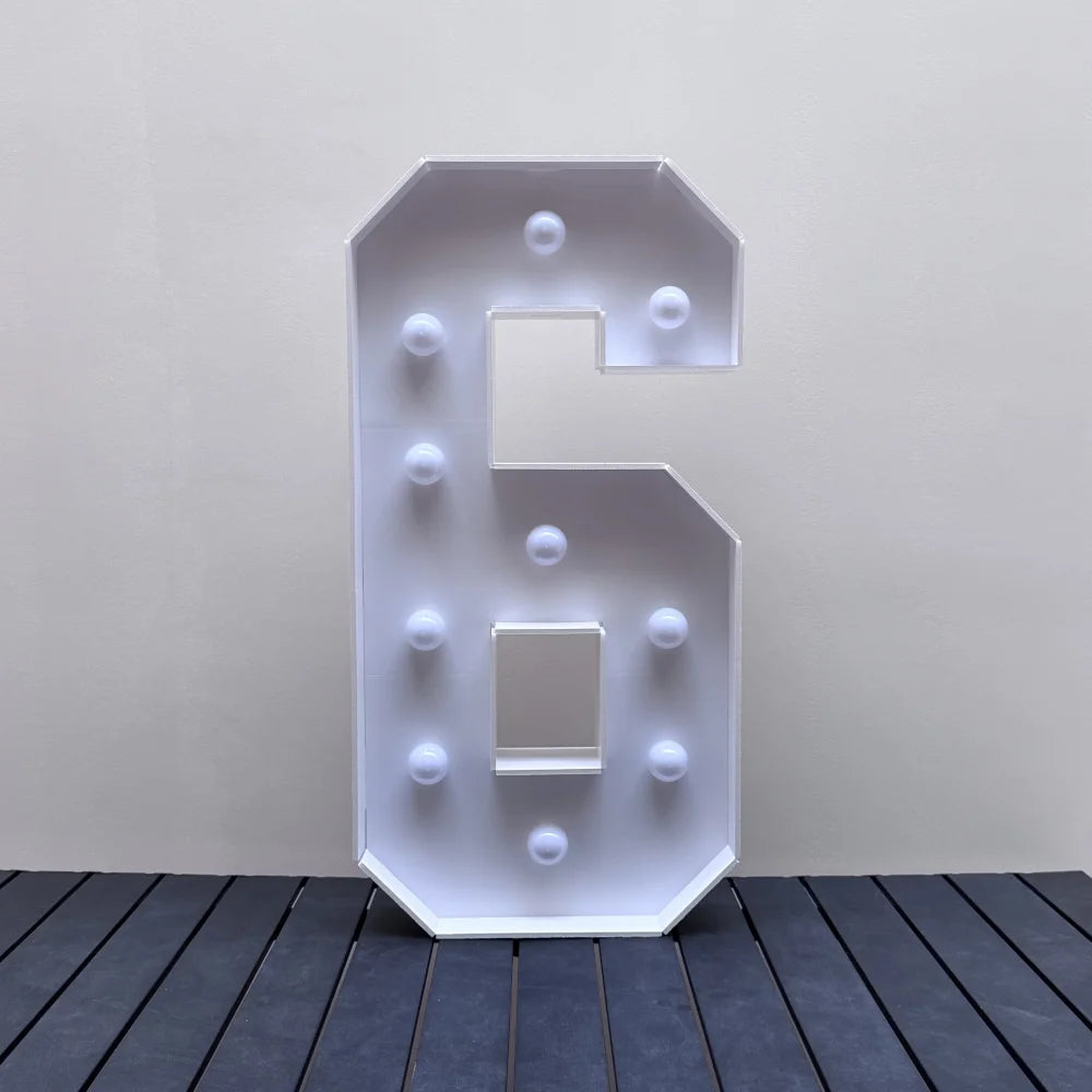 1Pc 73cm/28.7inch Light Up Digital Marquee Frame White Lights KT Board Number 0-9 Plug-in KT Board With Bracket Party Decorative