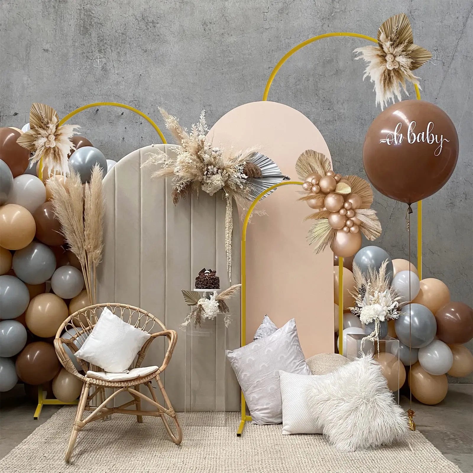 Wedding Arch Backdrop Stand Set of 3 Gold Metal Arch Backdrop Stand for Wedding Ceremony Baby Shower Birthday
