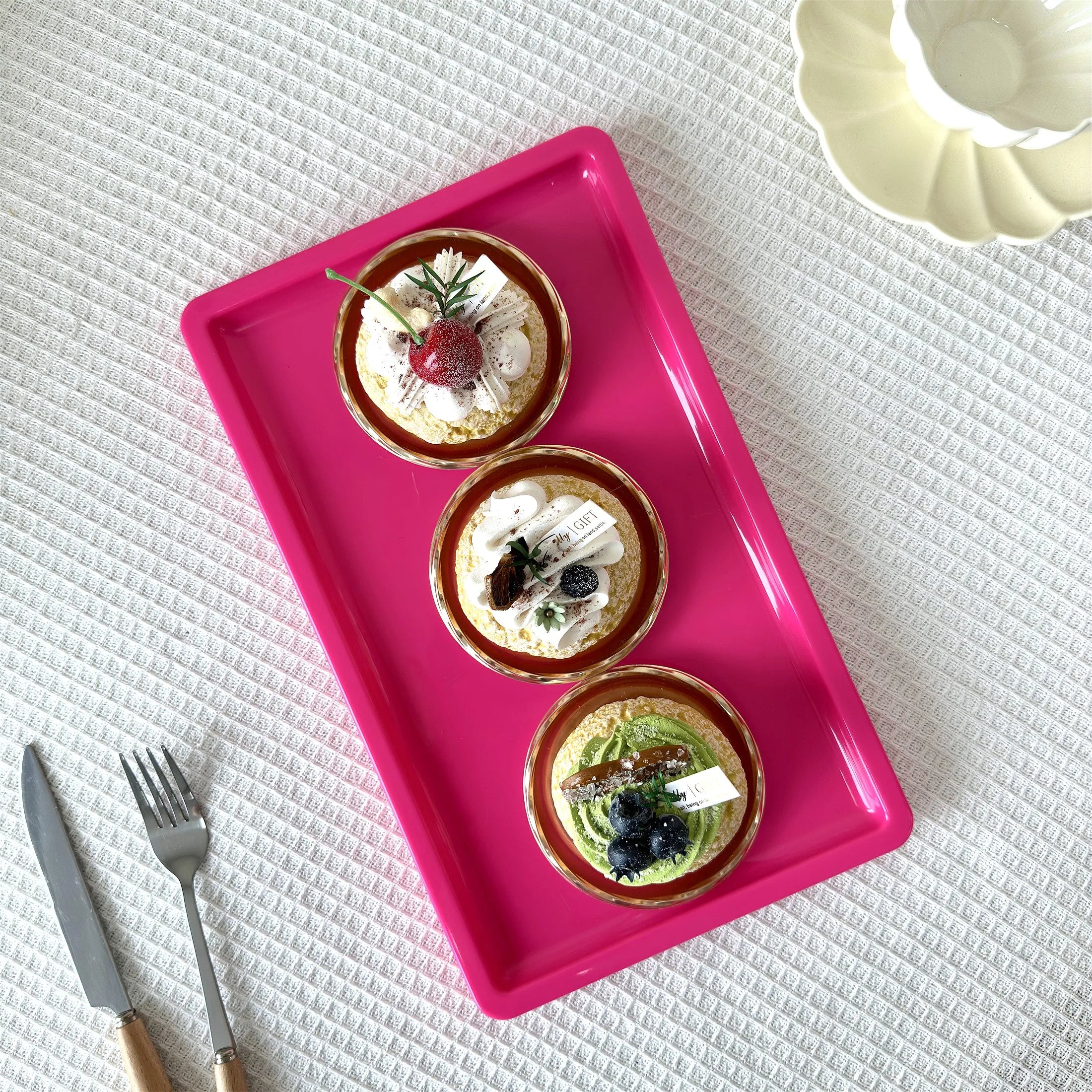 1Pc Rectangle Decorative Plastic Cupcake Stands Display For Wedding Birthday Decorations Pink Party Christmas Decoration