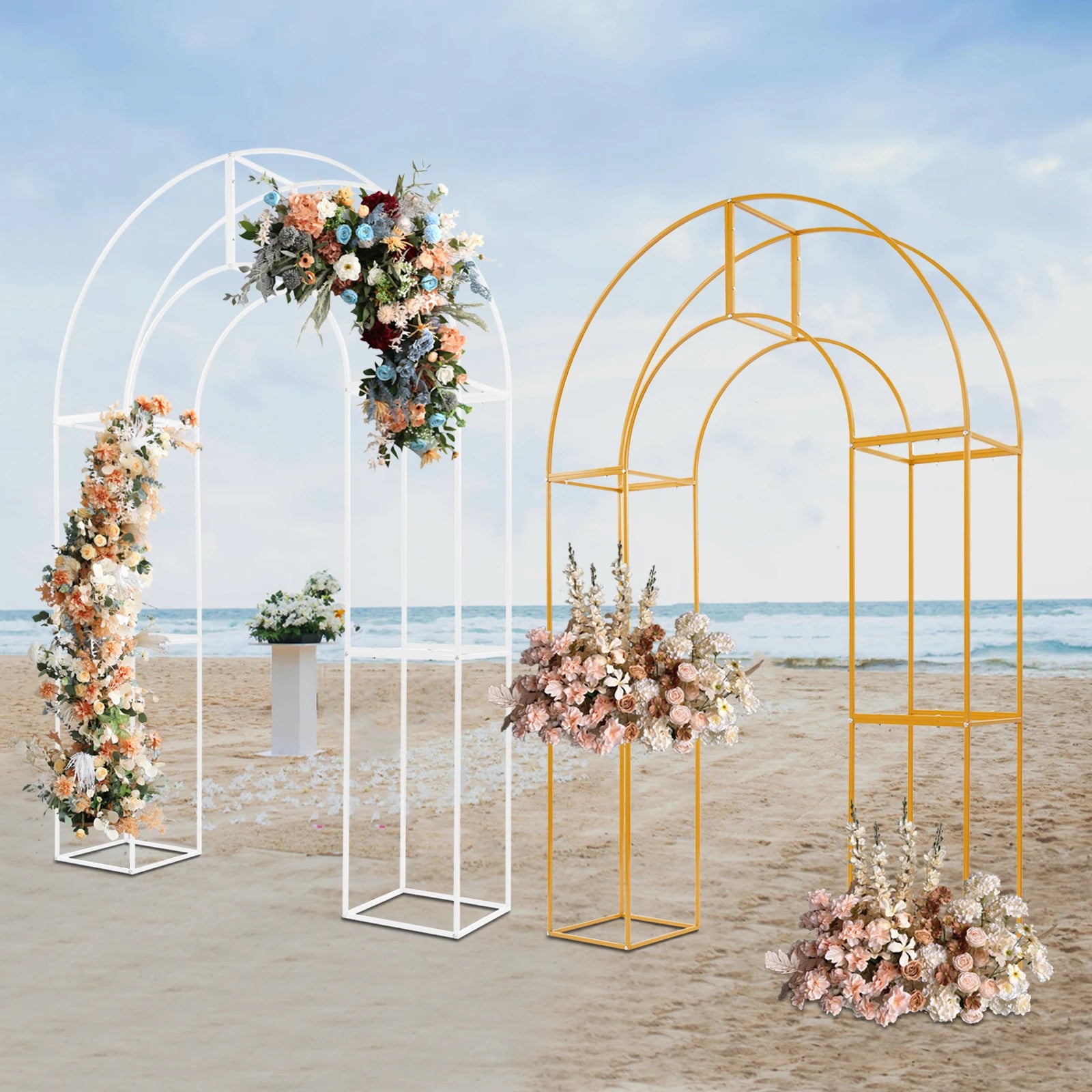 Three-dimensional Arch Wedding Stand, 1.5*2.3m Backdrop Flowers Frame, Free Standing Wedding Party Arch For Weddings, Parties